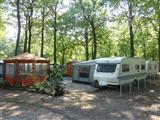 Bungalow Wohnwagen Mobilheim Ansicht auf dem Ostsee Campingplatz